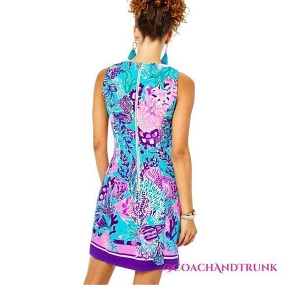 LILLY PULITZER Mila Shift Dress Turquoise Oasis Snuba Dubba Print - Picture 3 of 10